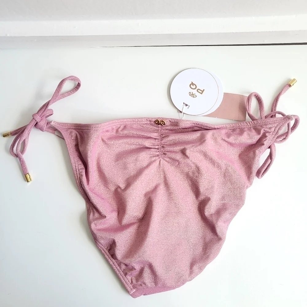 New PQ Swim Namaste Barbie Pink Full Tie Bikini Bottoms NWT Size Medium - Picture 12 of 14